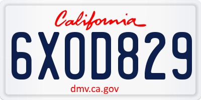 CA license plate 6XOD829