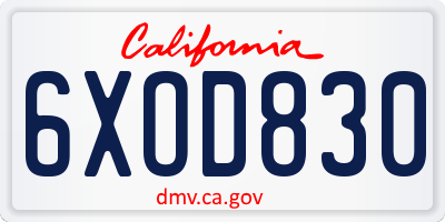 CA license plate 6XOD830