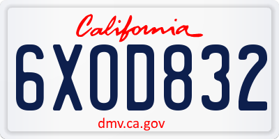 CA license plate 6XOD832