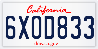 CA license plate 6XOD833