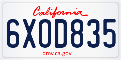 CA license plate 6XOD835