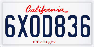 CA license plate 6XOD836