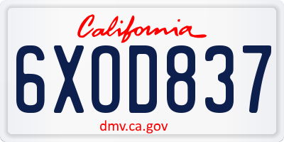 CA license plate 6XOD837