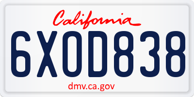 CA license plate 6XOD838