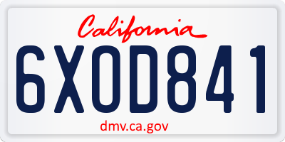 CA license plate 6XOD841