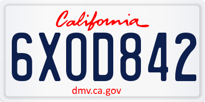 CA license plate 6XOD842