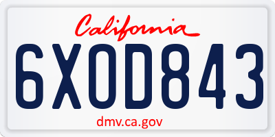 CA license plate 6XOD843