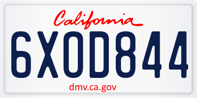 CA license plate 6XOD844