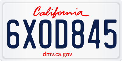 CA license plate 6XOD845