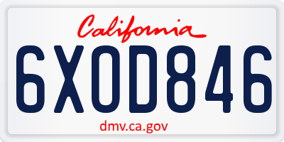 CA license plate 6XOD846