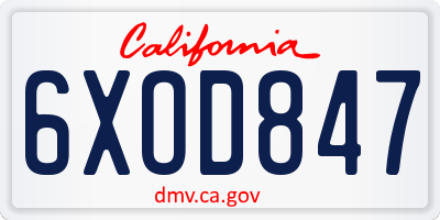 CA license plate 6XOD847