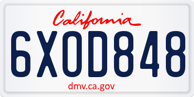 CA license plate 6XOD848