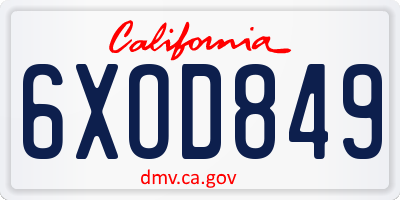 CA license plate 6XOD849