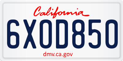 CA license plate 6XOD850