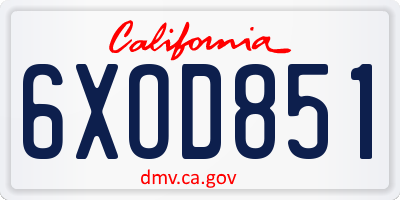CA license plate 6XOD851