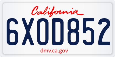 CA license plate 6XOD852
