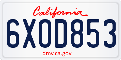 CA license plate 6XOD853