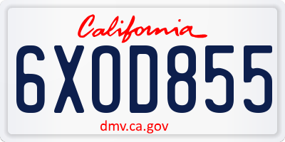 CA license plate 6XOD855