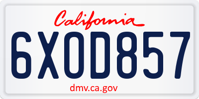CA license plate 6XOD857