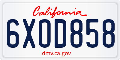 CA license plate 6XOD858
