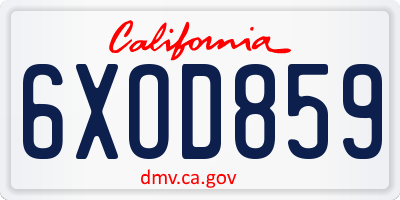CA license plate 6XOD859