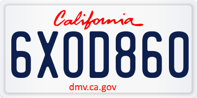 CA license plate 6XOD860