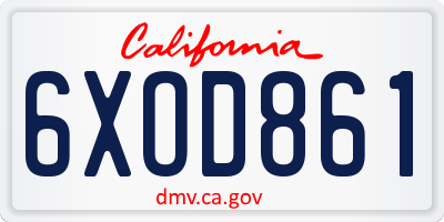 CA license plate 6XOD861