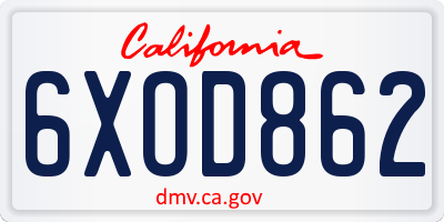 CA license plate 6XOD862