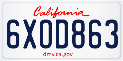 CA license plate 6XOD863