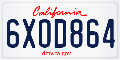 CA license plate 6XOD864