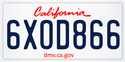 CA license plate 6XOD866