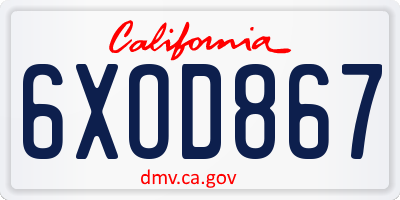 CA license plate 6XOD867
