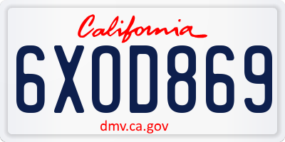 CA license plate 6XOD869