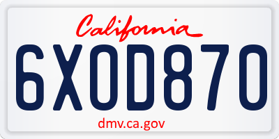 CA license plate 6XOD870