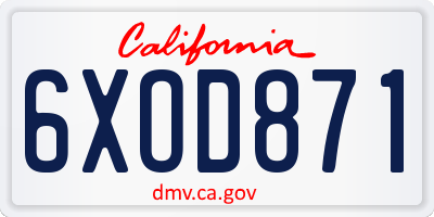 CA license plate 6XOD871