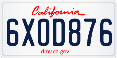 CA license plate 6XOD876