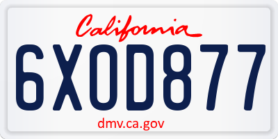 CA license plate 6XOD877