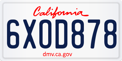 CA license plate 6XOD878