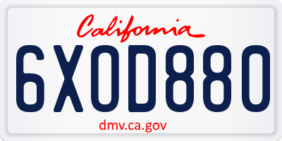 CA license plate 6XOD880