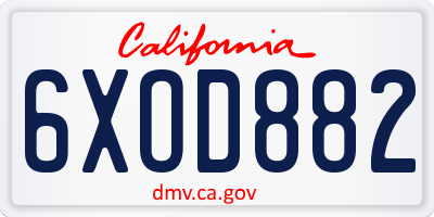 CA license plate 6XOD882