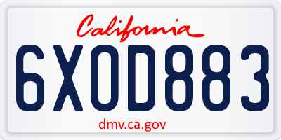 CA license plate 6XOD883