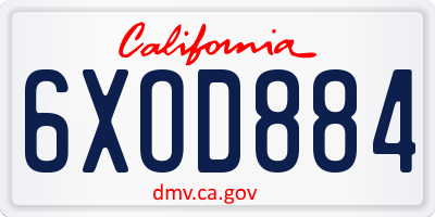 CA license plate 6XOD884