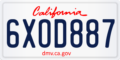 CA license plate 6XOD887