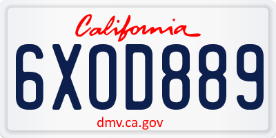 CA license plate 6XOD889