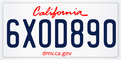 CA license plate 6XOD890