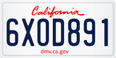 CA license plate 6XOD891