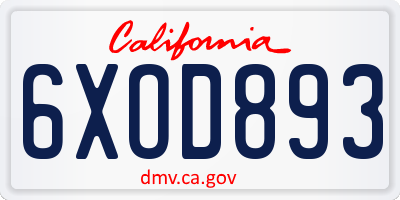 CA license plate 6XOD893