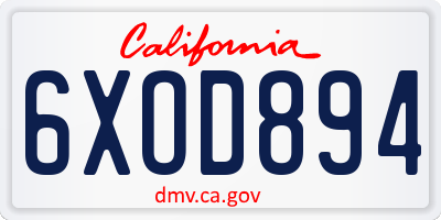 CA license plate 6XOD894