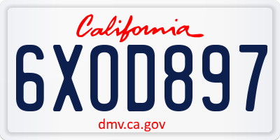 CA license plate 6XOD897