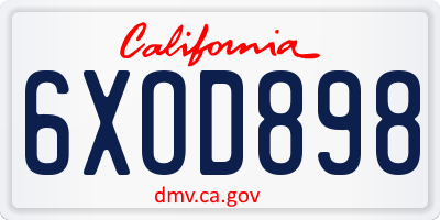 CA license plate 6XOD898